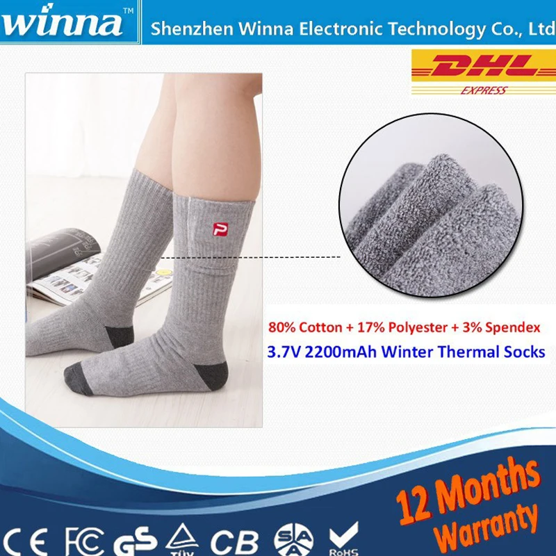 

Free shipping Electric Heated Stockings Warm Up Quickly 3.7 V 2200mAh Battery Powered