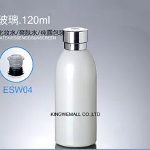 100 шт/партия 120 мл груша белая стеклянная бутылка с золотые крышки бутылки, косметическая упаковка, стеклянные бутылки EMW04