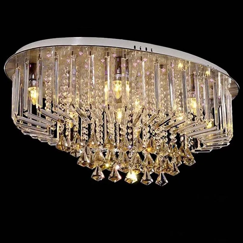 

2018 New Oval Led Crystal Ceiling Light For Living Room Interior Decoration Lighting Fixture Bulb With LED