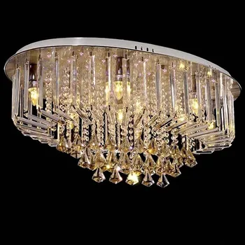 

2018 New Oval Led Crystal Ceiling Light For Living Room Interior Decoration Lighting Fixture Bulb With LED