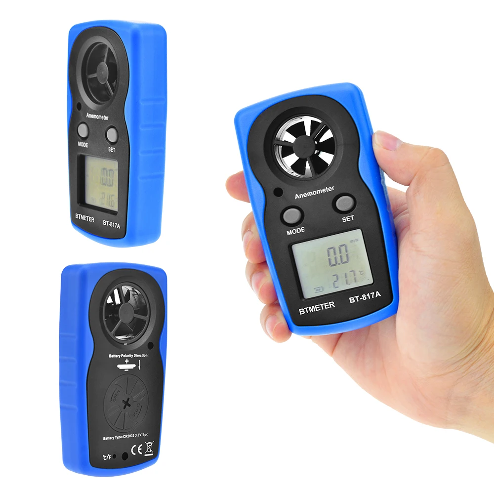 BTMETER BT 817A ЖК цифровой измеритель скорости ветра Анемометр 10 ~ 45 °C температурный