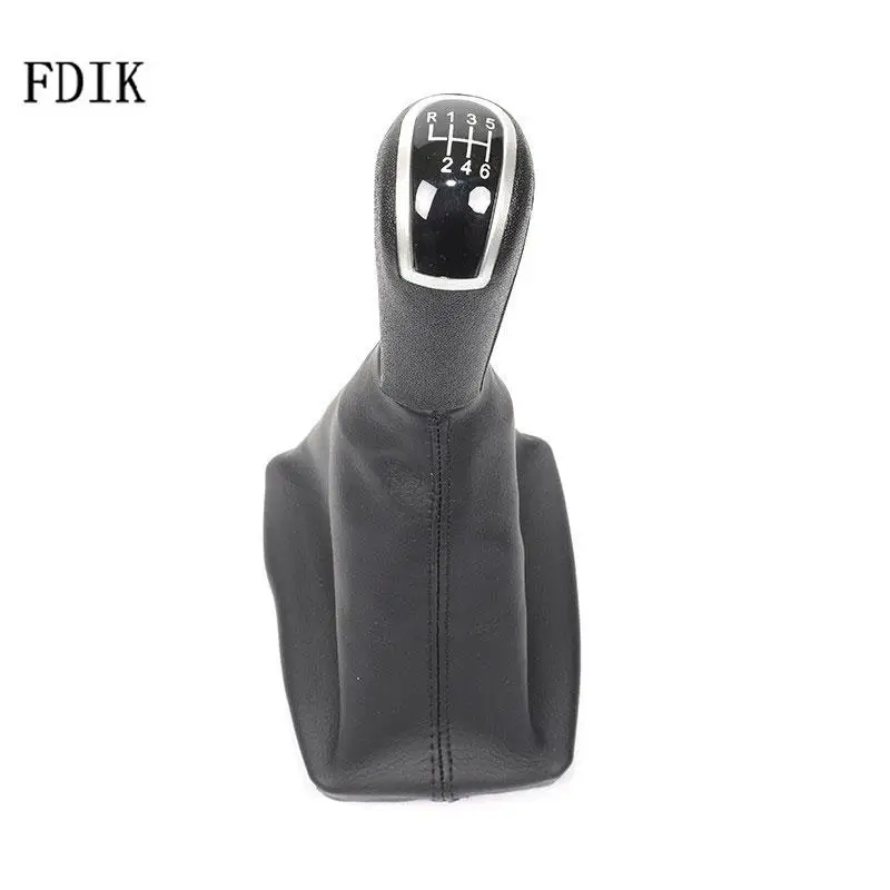 

12mm Car Manual 5 / 6 Speed Gear Shift Knob With Leather Gaiter Boot Black Stitch for Audi A4 A5 R123456