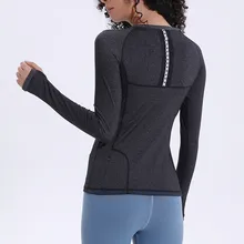 CretKoav Фитнес Спортивная футболка быстросохнущая Для женщин одежда с длинным рукавом Тонкий Йога Рубашка Тренажерный зал Бег сзади Светоотражающие кроссовки футболки