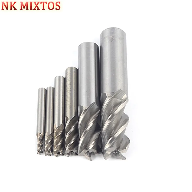 High Quality 7pc 4 6 8 10 12 16 20mm HSS Straight Shank 4 Flutes End Mill Milling CNC Cutter Drill Bits Offers High Quality 7pc 4 6 8 10 12 16 20mm HSS Straight Shank 4 Flutes End Mill Milling CNC Cutter Drill Bits Offers