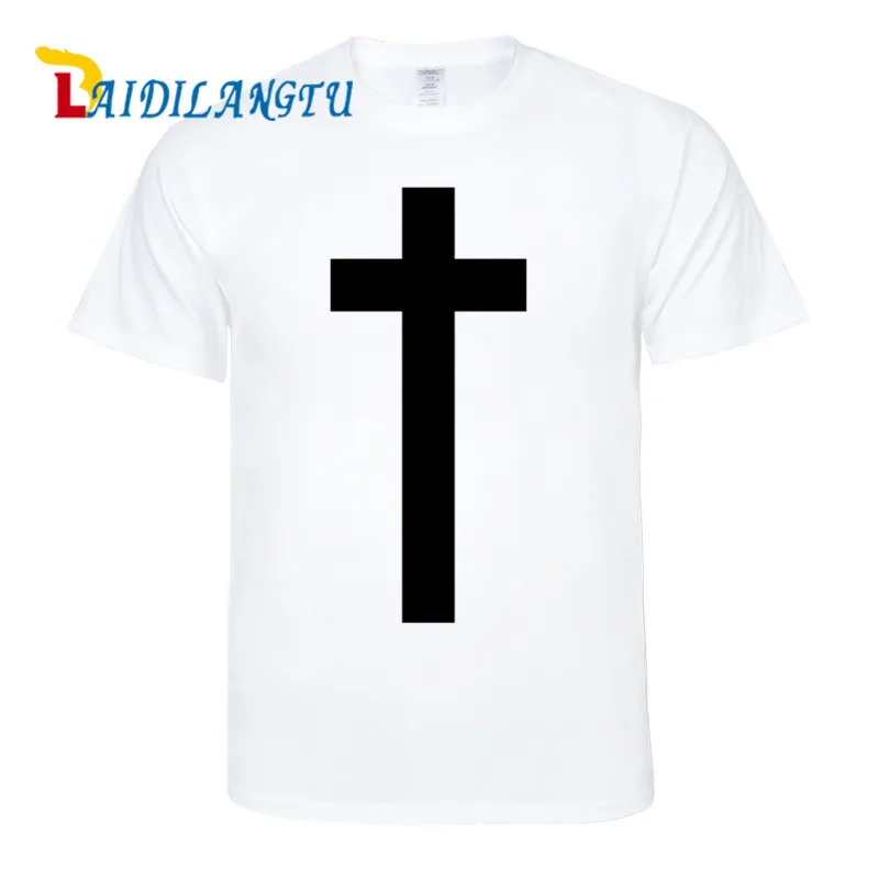 

New Cotton Tees Tops CROSS PRINT T-SHIRT MENS PRINTED GRAPHIC TEE TOP RELIGION Men t shirt O-neck tops men clothes Tee