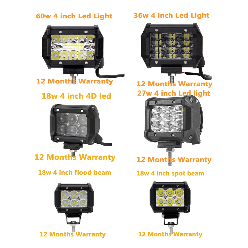 

ECAHAYAKU 4 inch 4D 18W 27W 36W 60W LED work light bar for Auto 4X4 4WD Truck SUV ATV Trailer Pickup led Fog Lamp Car Styling