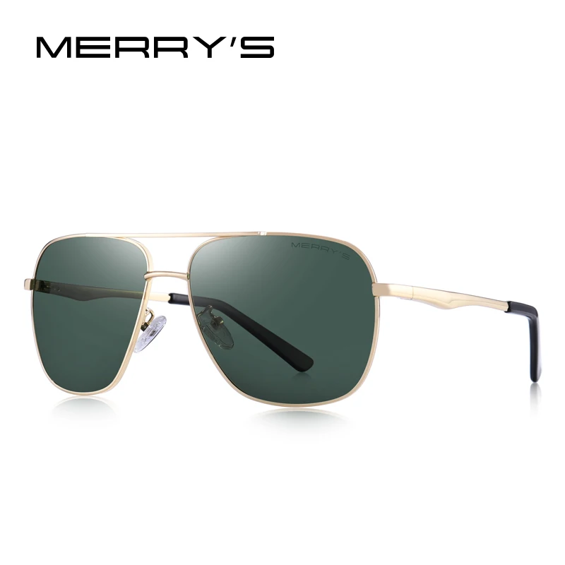 MERRYS, дизайнерские мужские классические квадратные солнцезащитные очки, HD поляризационные солнцезащитные очки для вождения, роскошные мужские очки с защитой от уф400 лучей, S8312 - Цвет линз: C05 G15