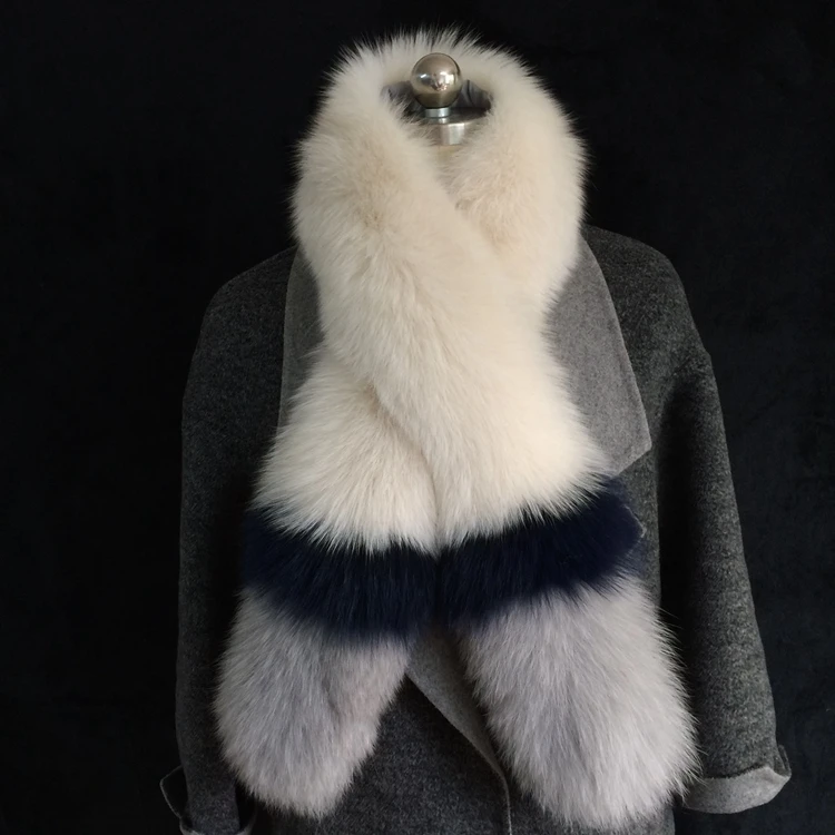 

creative lady blinger super long real fox fur scarf top quality fox fur scarf winter white grey patchwork luxurious fur scarf