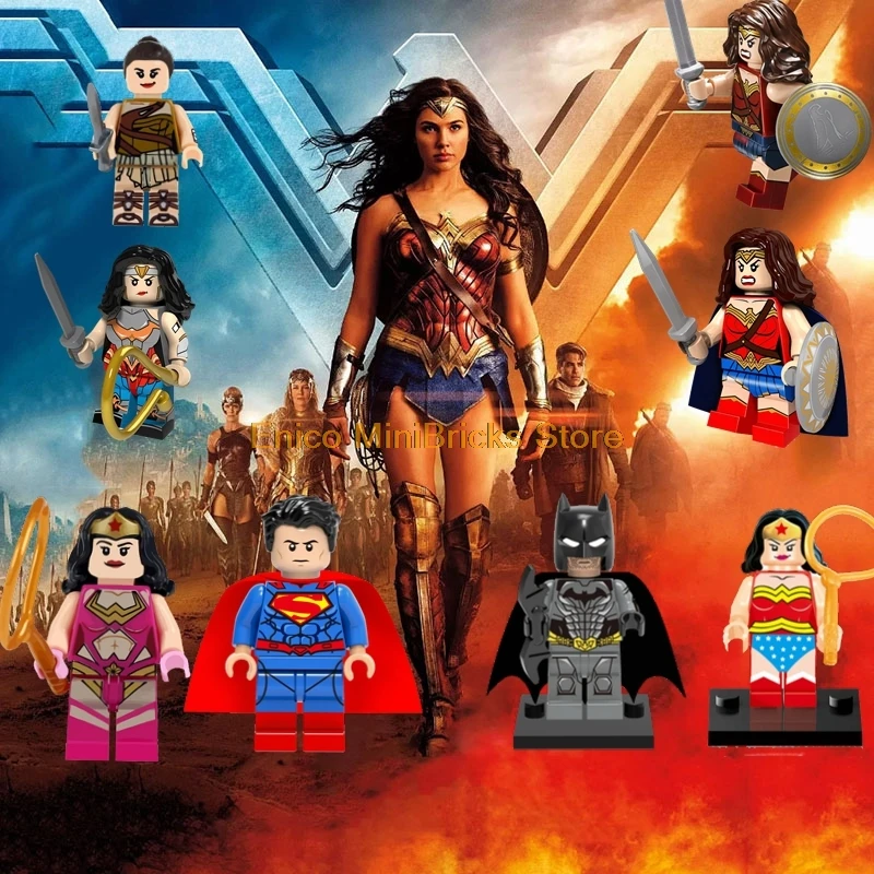 

Batman Movie DC Super Heroes Wonder Woman Batman Superman With Justice League Aciton Figures DIY Mini Dolls Building Blocks Toys