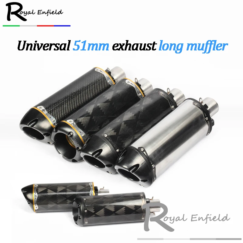 

Modified motorcycle exhaust pipe CNC aluminium alloy carbon fiber CBR R1 R6 ESCAPE 51mm exhaust long muffler for two brother