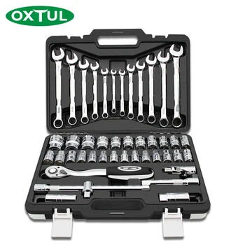 Best OXTUL 43PCS Professional Mechanical Auto Car Repair Tools Set Kit Socket Wrenches Ratchet Home Household CR-V Steel Hand Tools