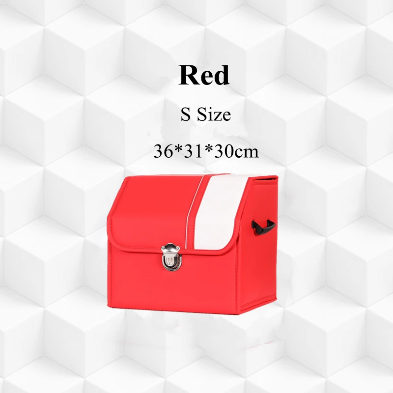 Складная сумка-Органайзер для багажника автомобиля, сумка для хранения из искусственной кожи, сумка для инструментов для мусора, большая сумка для хранения грузов, аксессуары для автомобиля - Название цвета: S size Red