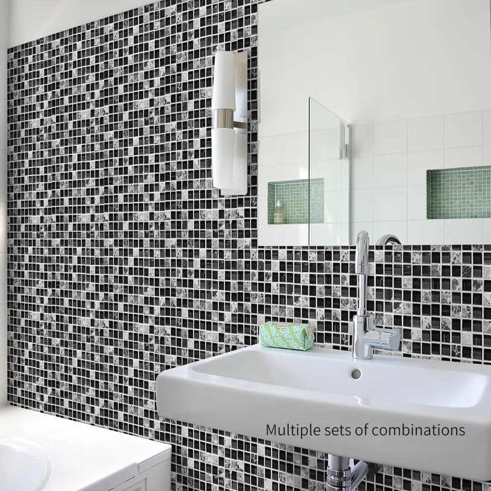 3D визуальная самоклеящаяся мозаичная плитка, наклейка на кухню, фартук, обои для ванной комнаты, квадратный водонепроницаемый декор, настенные наклейки для мебели