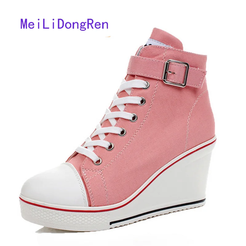 High Top Wedge Sneakers 2017 Fashion Women High Heel