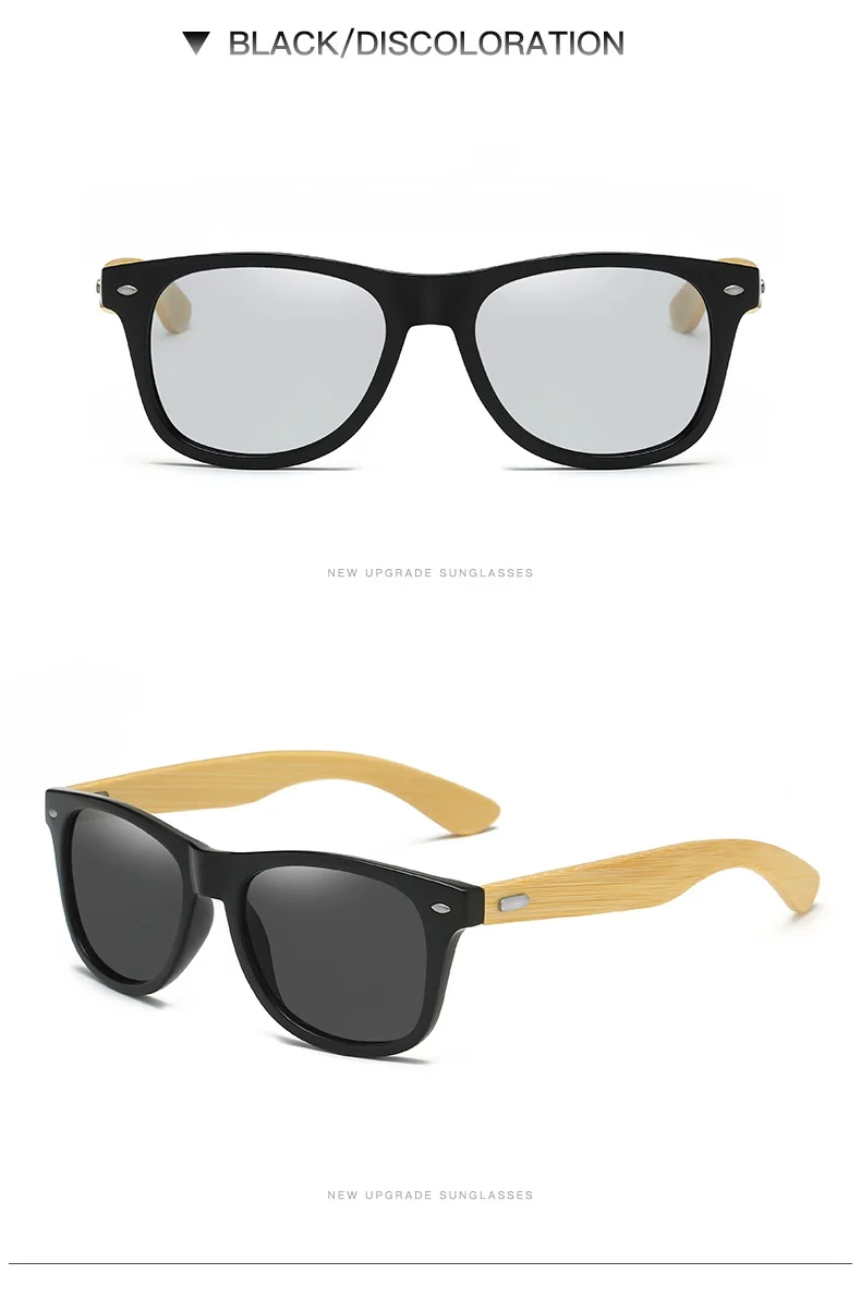 Новые поляризационные бамбуковые солнцезащитные очки фотохромные женские солнцезащитные очки в деревянной оправе женские брендовые Оригинальные очки Oculos De Sol Masculino - Цвет линз: Photochromic-Grey