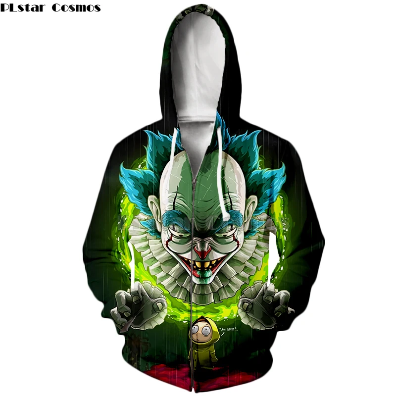 2019 New 3D Rick And Morty zip Hoodies Sweatshirt Men Women Funny Cartoon Print Hoodie clown Harajuku Hip Hop Street-10