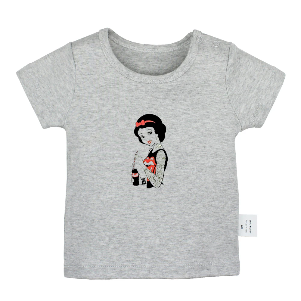 Stained Glass Princess Snow White with Flowers Design Newborn Baby T-shirts Toddler Graphic Solid color Short sleeve Tee Tops |
