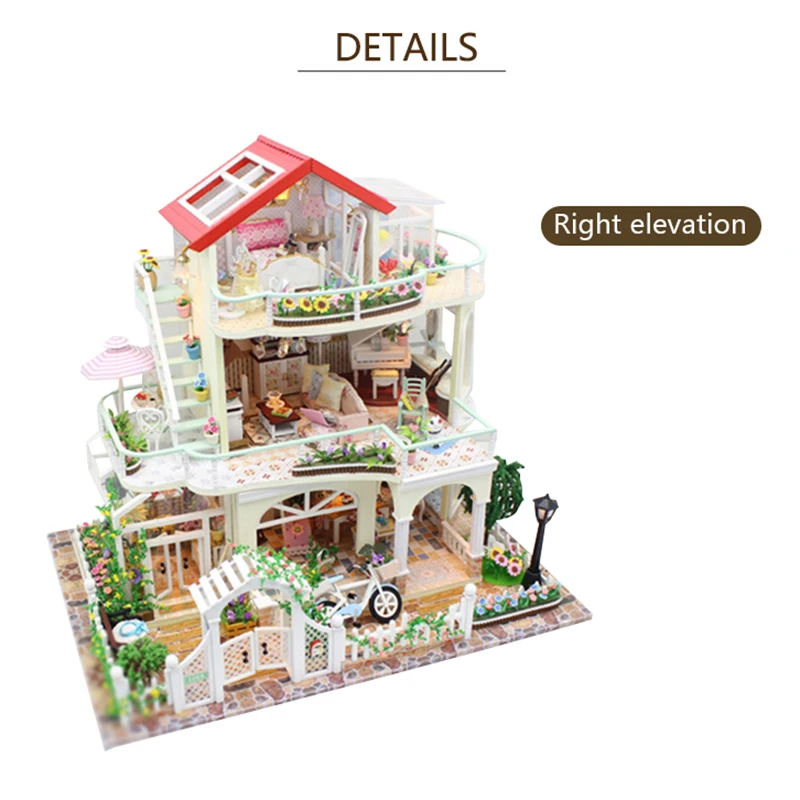 Wooden DIY Doll House Model Toys for Everlasting Light Dollhouse Mini Building Minature with Dust Cover Dolls House 13845 Wooden DIY Doll House Model Toys for Everlasting Light Dollhouse Mini Building Minature with Dust Cover Dolls House 13845