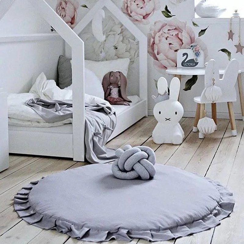 

Myudi-Baby Blanket Round Kids Play Mat Cobertor Girls Boys Game Carpet Rug Floor Mats Toddler Room Decoration Photography Props