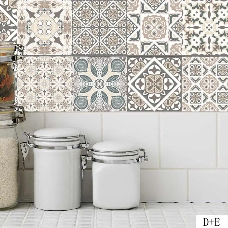 

Retro Tiles Wall Stickers for Bathroom kitchen Tile Stickers Decor Adhesive Waterproof PVC Wall Stickers Kitchen Waist Line