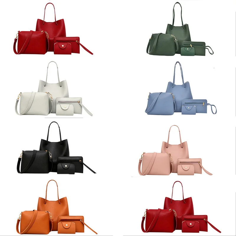 

2018 Hot New 4Pcs Set Fashion Light High Quality Women Lady Women Pattern Leather Shoulder Bag+Crossbody Bag+Handbag+Wallet