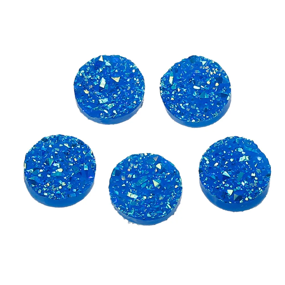 

DoreenBeads 50 PCs Round Resin Drusy Dome Seals Cabochon Irregular Surface Royal Blue / Fuchsia / Purple / Pink AB Color