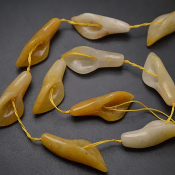 

Fashion Jewelry making supplies Natural Yellow Aventurine Stone Carved Tulip Loose Beads