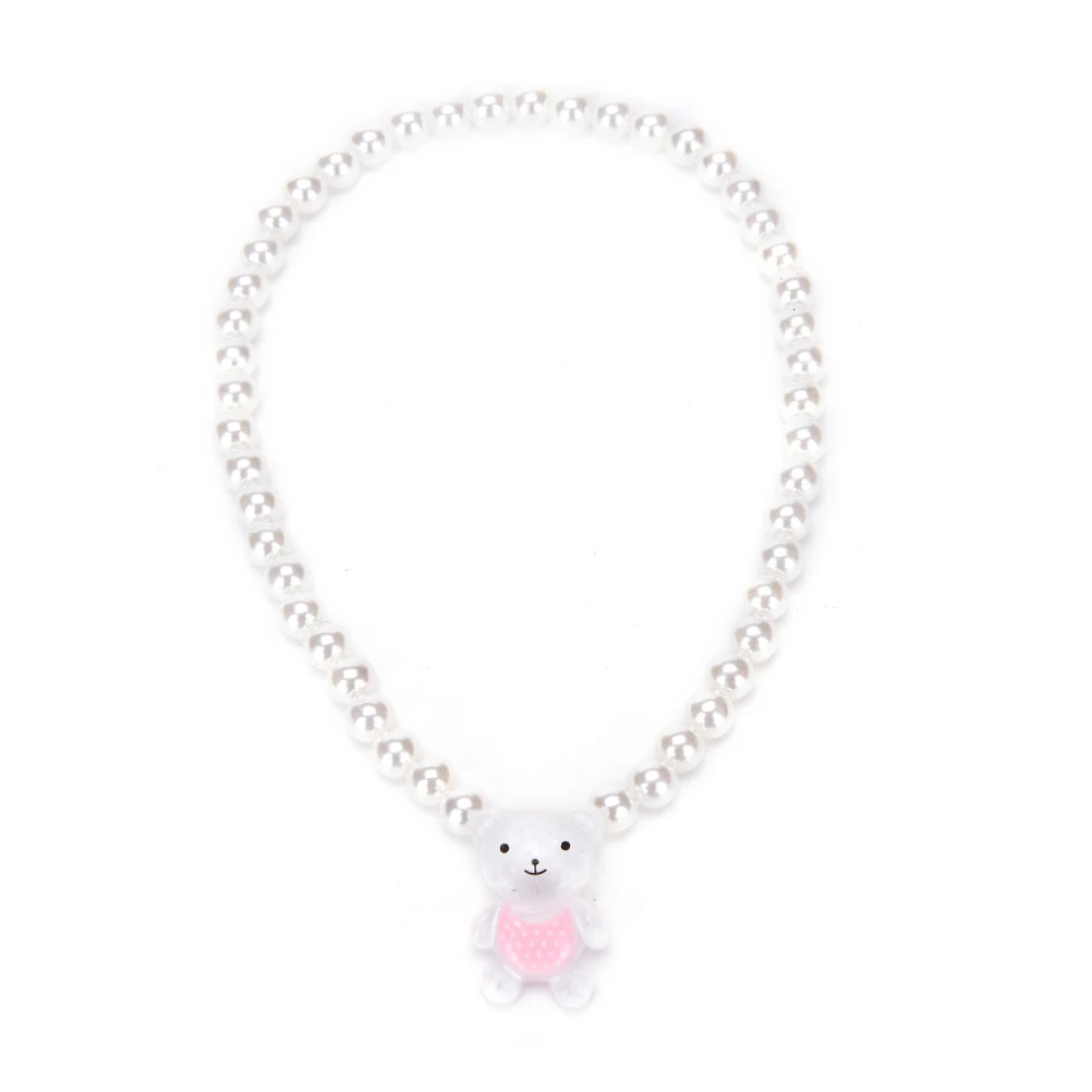 new style necklace designs Bear Rabit Necklace Ring Bracelets For Kids Girls Children White Imitation Pearl Beads Jewelry Sets Send Randomly new style necklace design