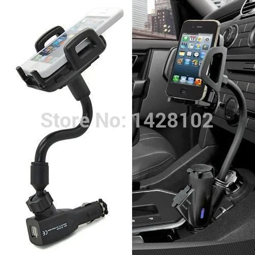 Car Cigarette Lighter Socket 2 Charging USB Port Charger Mount Holder For iPhone 4 5 6 plus galaxy S3 S4 S5 S6 S7 note 3 4 5 7