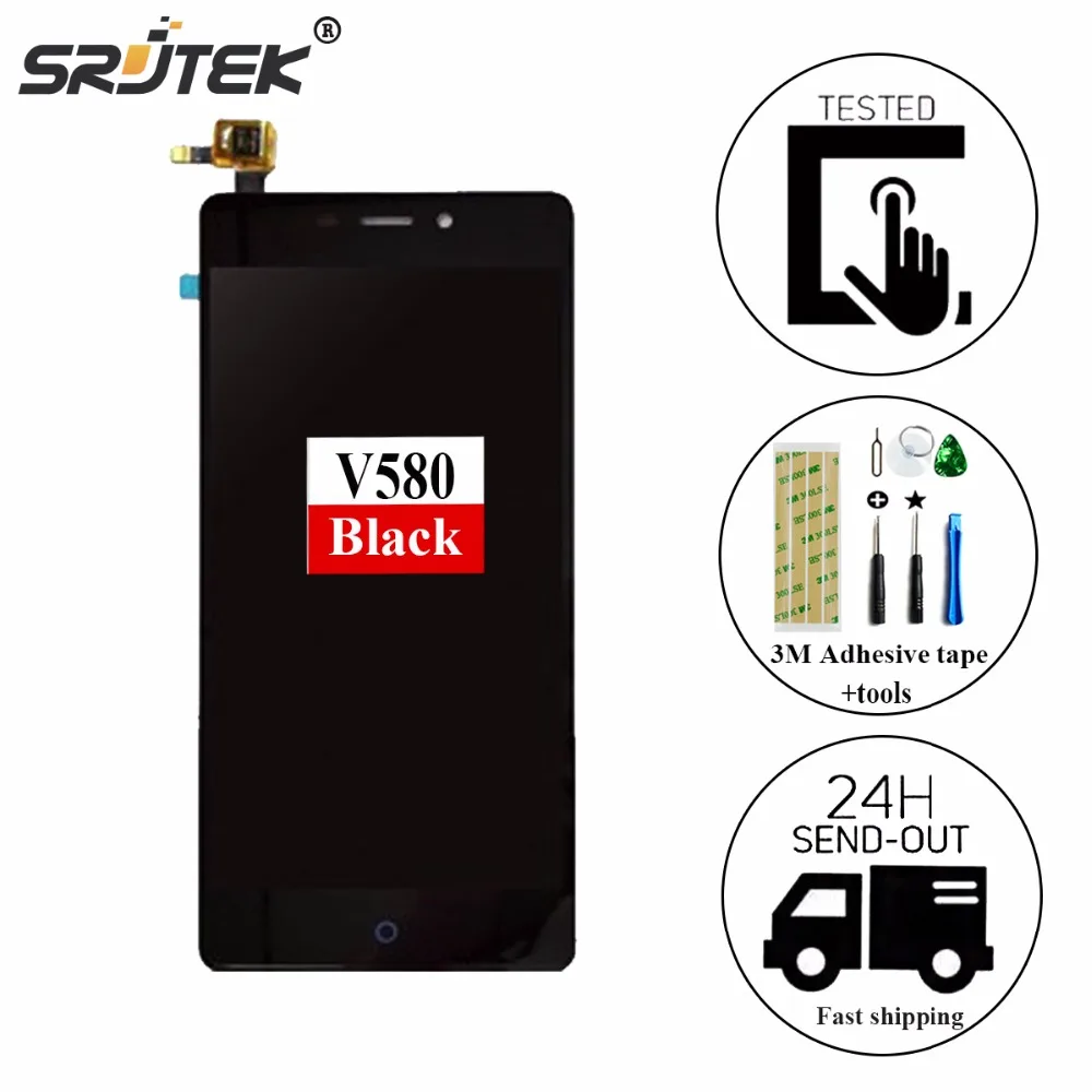 

srjtek screen For ZTE Blade V580 LCD Display with Touch Screen Digitizer Smartphone Replacement  White/Black/Gold Free shipping