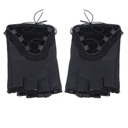 2019 новые женские черные кружевные кожаные перчатки на половину пальца модные танцевальные перчатки для вождения