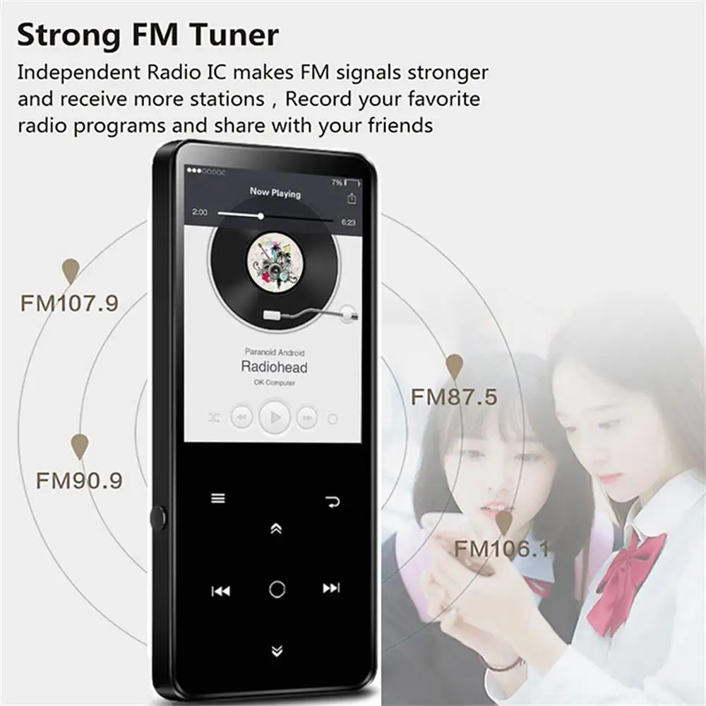 CHENFEC C10 Hi Fi Bluetooth 4 0 MP3 плеер 16 Гб металлический 2 дюймов Большой Экран HD Поддержка