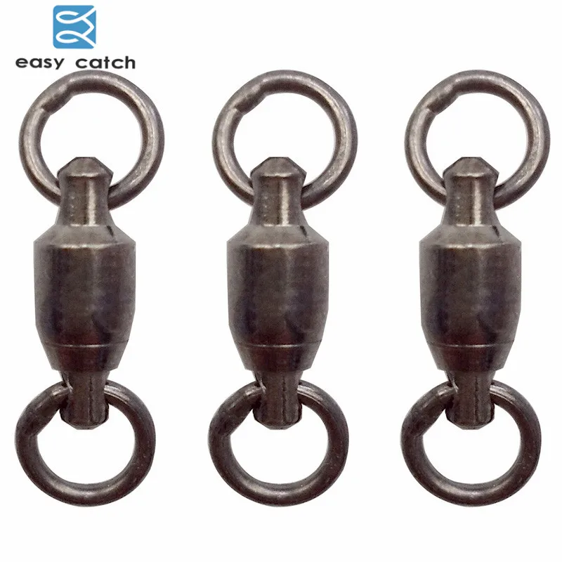 

Easy Catch 4pcs Ball Bearing Fishing Swivel With Solid Ring Black Nickle Brass Fishing Hook Line Connector Fishing Accessories