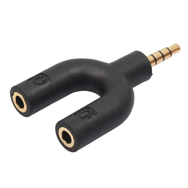 

Headset Adapter Kit U Shape 3.5mm Y Splitter for Audio Headphone and MIC black