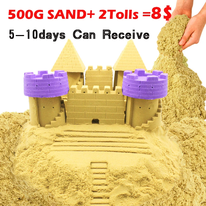 

500g/pcs Colorful kineti Sand Toy With Tools Dynamic Children Educational Magic Playdough Beach Space Sand Toys For Kids