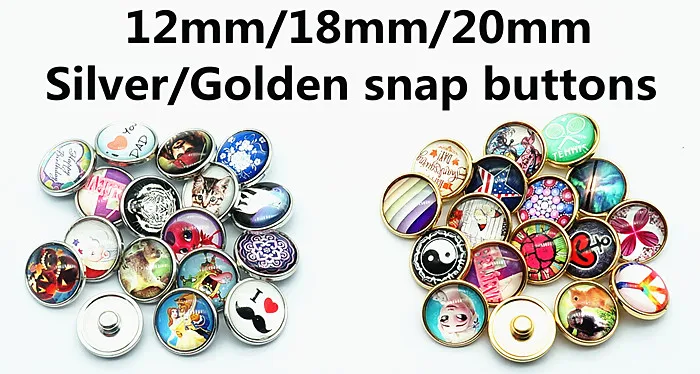 الأزياء الجمال يهتف المشجع 10 قطع مزيج جولة 12 ملليمتر/18 ملليمتر صور الزجاج كابوشون المفاجئة أزرار الفضة/ الذهبي/كريستال أنماط ZB0549