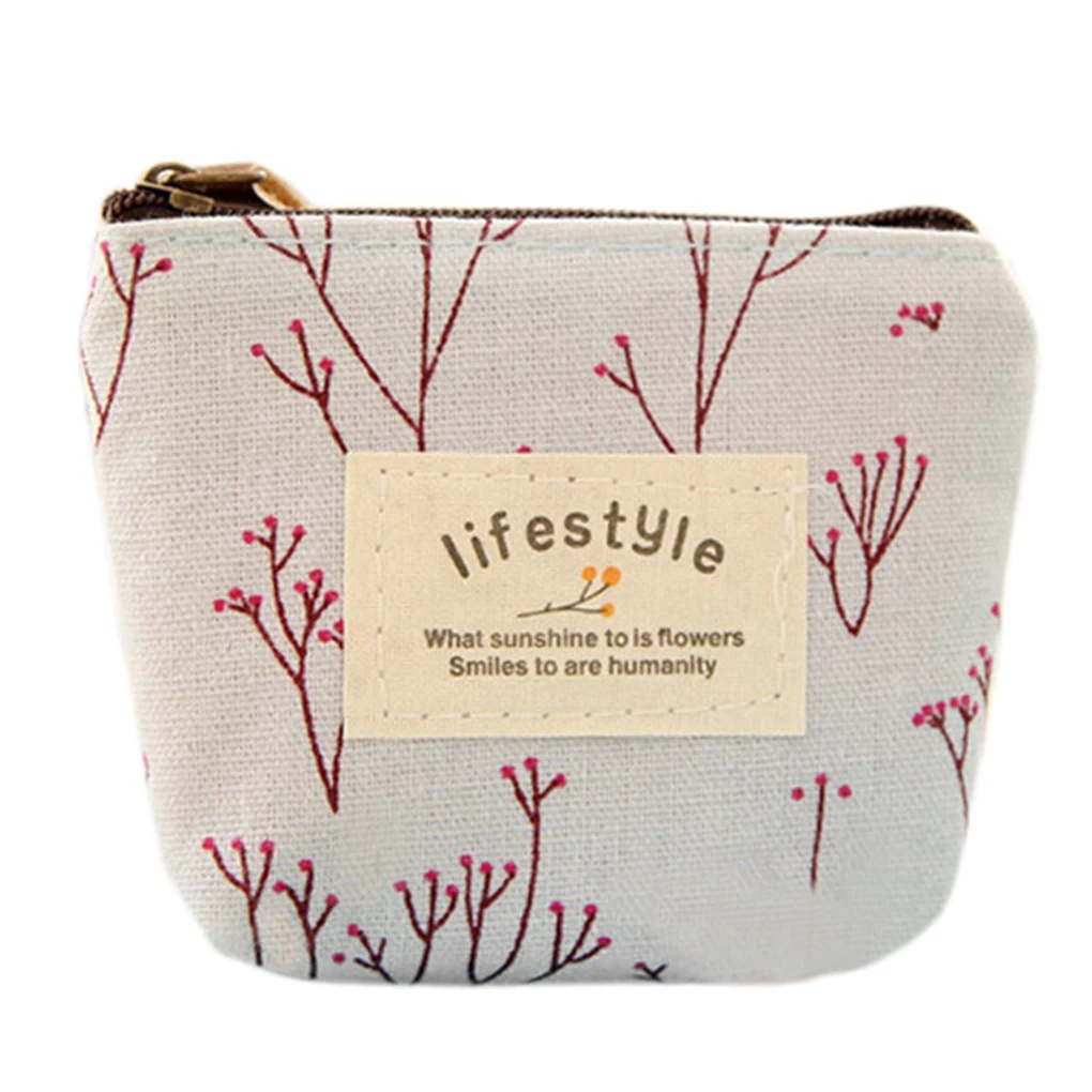 2018 Newest Mini Floral Canvas Coin Cases font b Keys b font Bags Card Change Purse