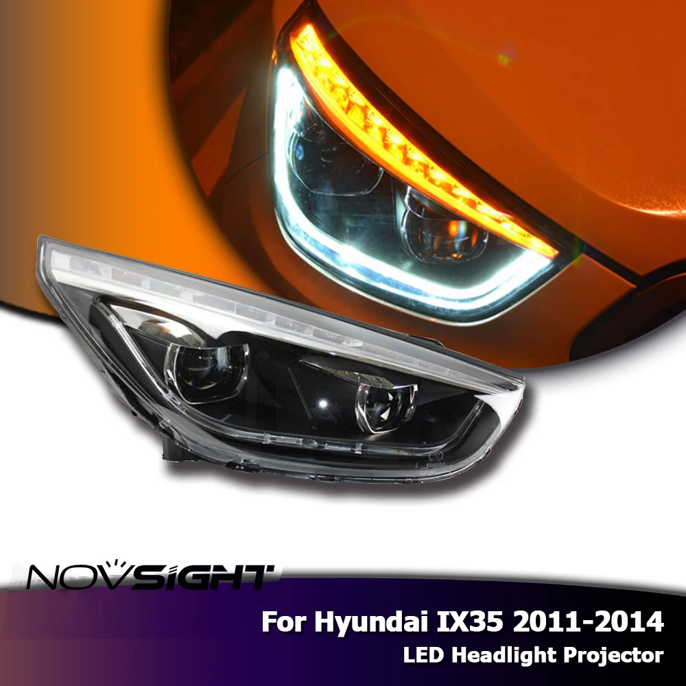 NOVSIGHT 2Pcs LED Headlights Projector Assembly DRL Fog Light Car Light