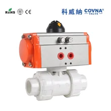 DN32 двойное соединение ПВХ/шаровой клапан НПВХ с пневматическим приводом полный порт Женский протектор