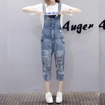 

Europe style women hole denim Jumpsuits 2019 autumn new fashion casual style solid female cowboy Rompers gx1278 drop shipping