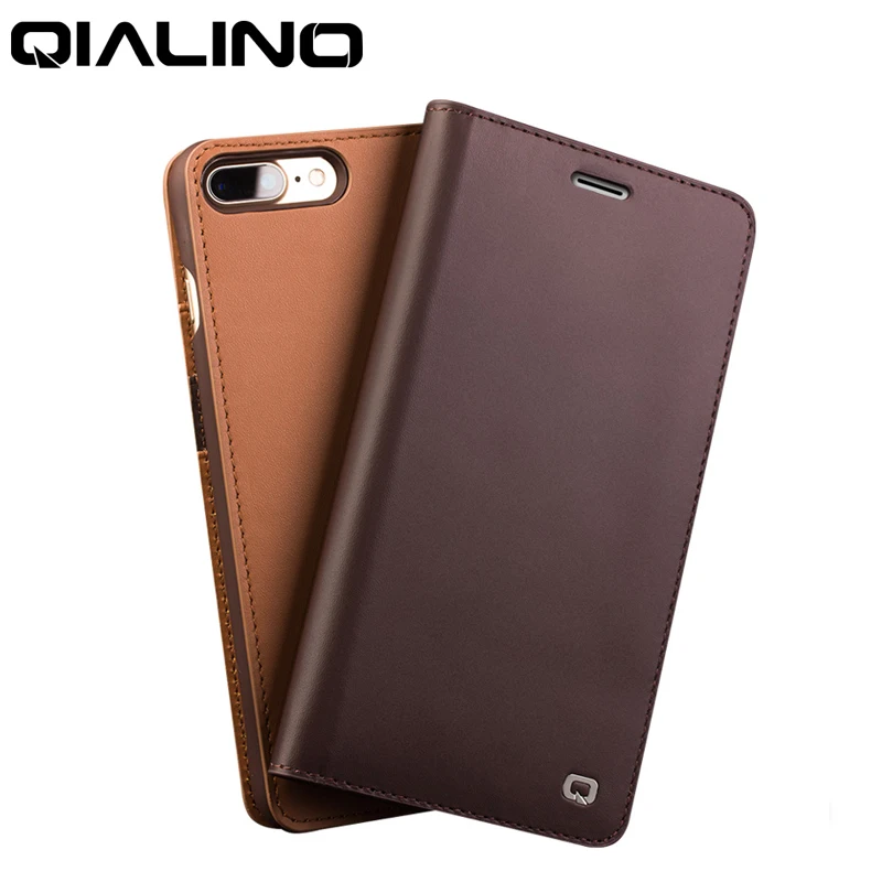 

QIALINO Genuine Leather Case for iPhone 7 8 Plus Flip Cover for iPhone 8 7 Plus Apple Handmade Ultra Slim Phone Cases Holster