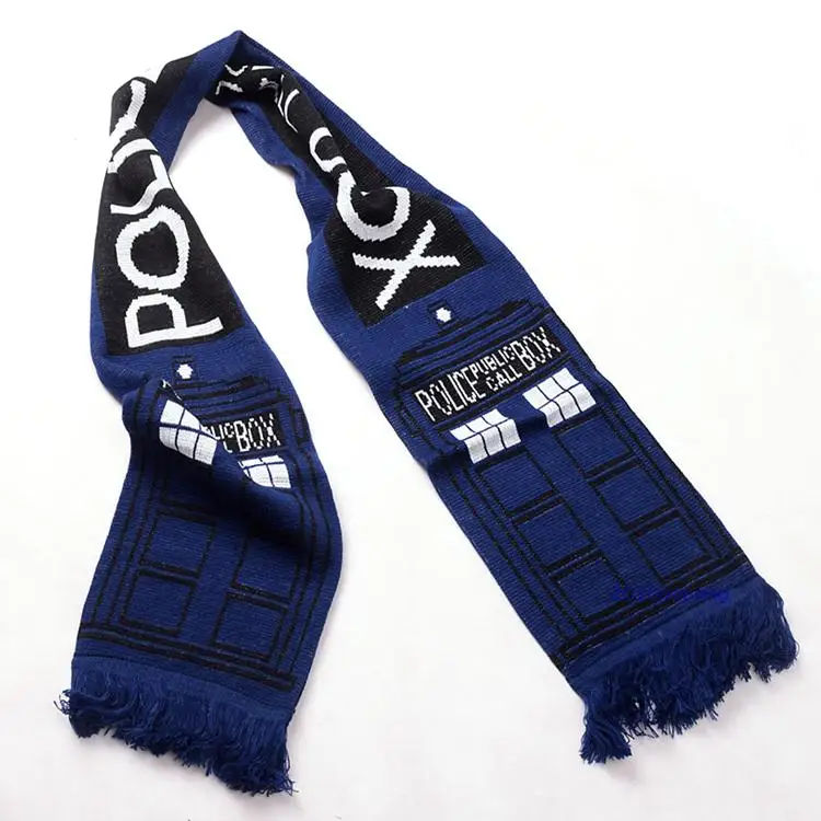 ТВ доктор из "Доктора Кто" ящик вызова синий шейный платок обертывание шарф Рождественский подарок, подарок на день рождения женщин мужчин sking