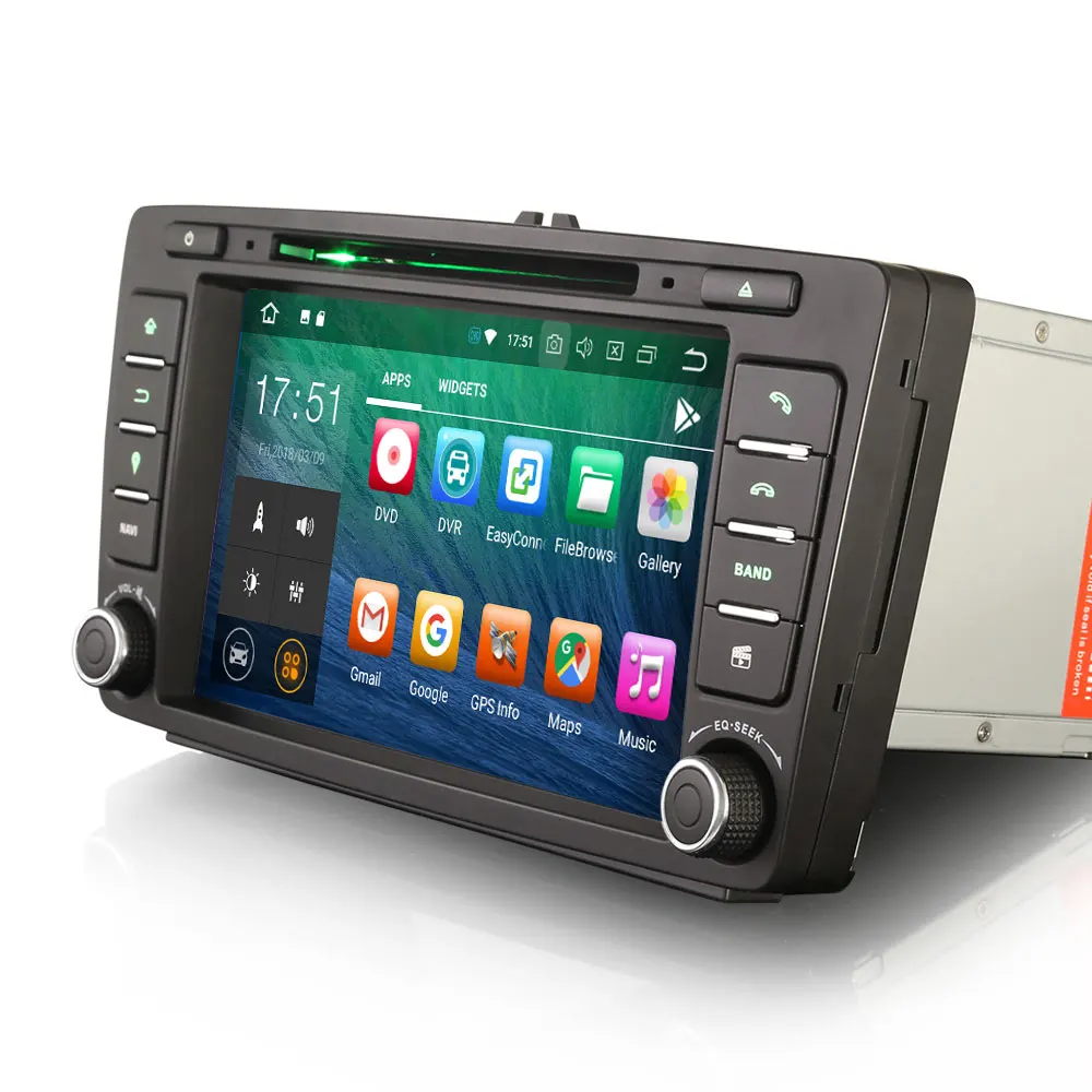 Cheap 8" Android 9.0 Pie OS Car DVD Multimedia GPS Radio for Skoda Octavia MK2 2009-2013 & Rapid 2012–2015 & Rapid Spaceback 2013–2015 3