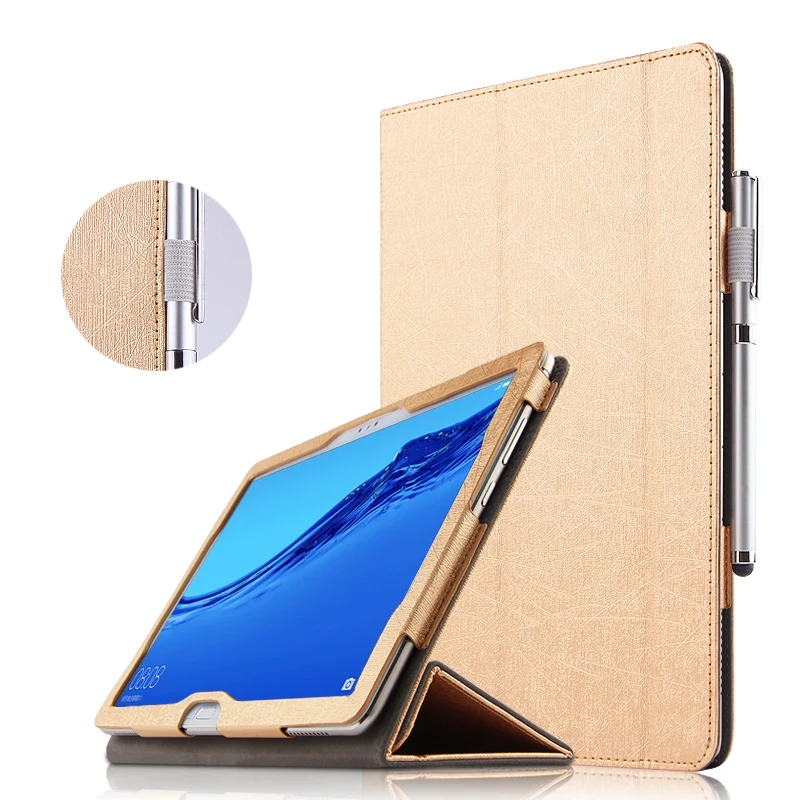Slim Luxury Silk Grain Flip Stand Cover Case For Huawei MediaPad M5 