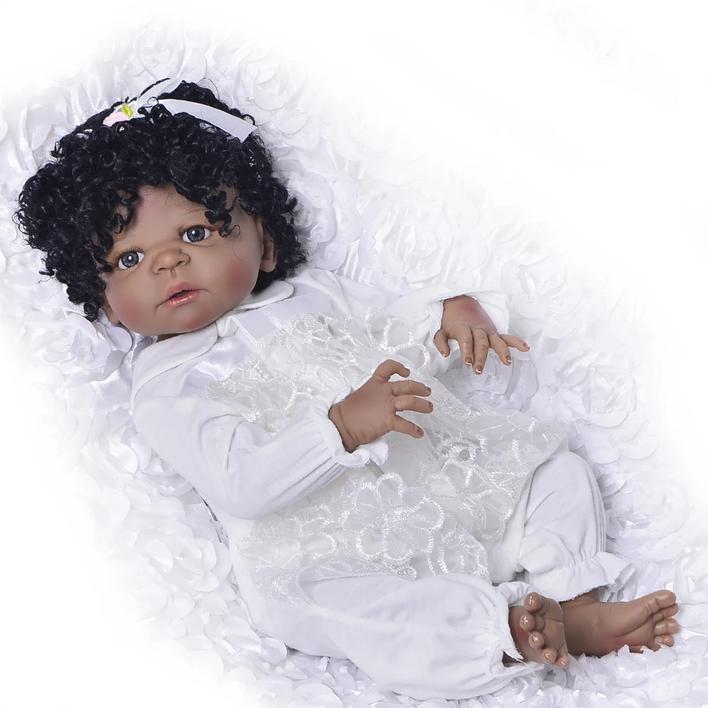 

New Fashion Reborn Girl Bonecas 23'' Full Silicone Vinyl Body Newborn Dolls Realistic Ethnic Reborn Babies Doll Kids XMAS Gifts