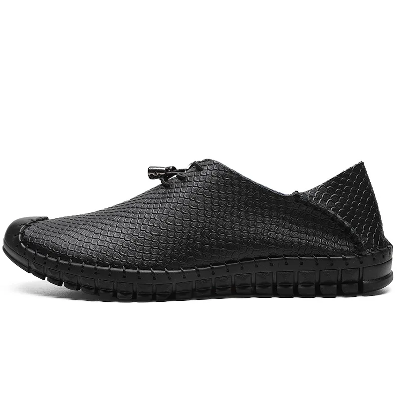 Большие размеры; мужские сандалии из натуральной кожи; мужские уличные сандалии; повседневная обувь; дышащая обувь в рыбацком стиле; мужская пляжная обувь; C4 - Цвет: black2