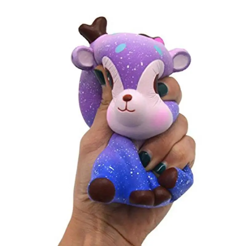 Lovely Galaxy Deer Cream Scented Squishy Slow Rising Squeeze Strap Kids Toy Gift