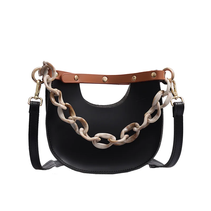 

2019 New Korean Fashion Vintage Panelled Elliptical Handheld Shoulder Crossbody Bag for Women