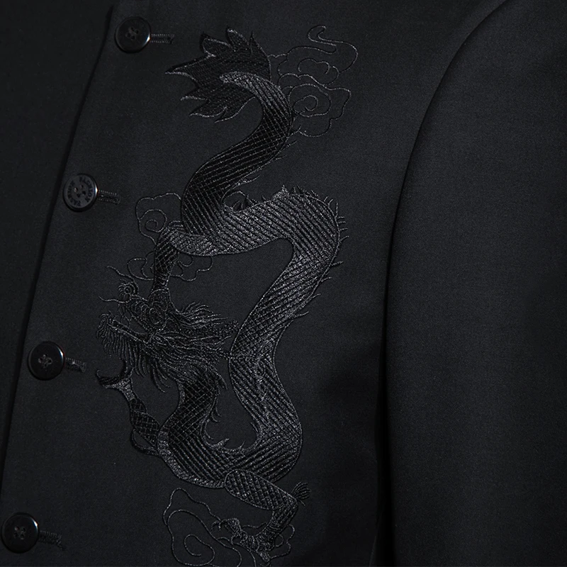 Chinese style suit Dragon Embroidery Chinese kung fu films Stand-up Collar Men's Clothing (suit jacket+pants) 