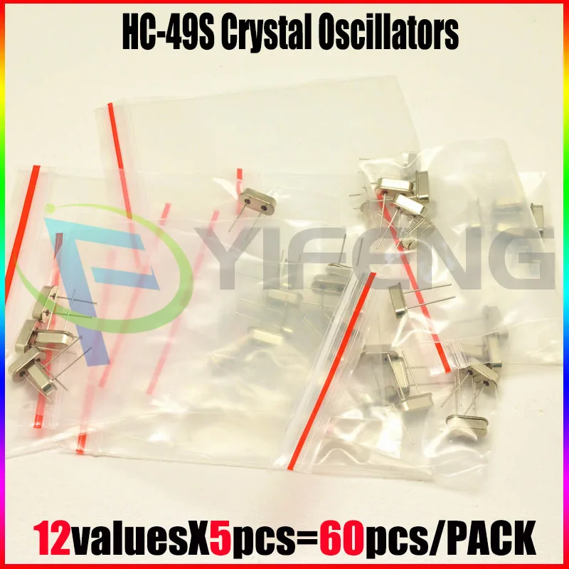 

60pcs X Crystal Oscillators PACK HC-49S 12 Values Assortment Kit